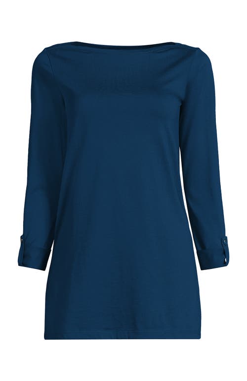 Lands' End Relaxed Supima Cotton Long Sleeve Crew Neck T-shirt In Blue