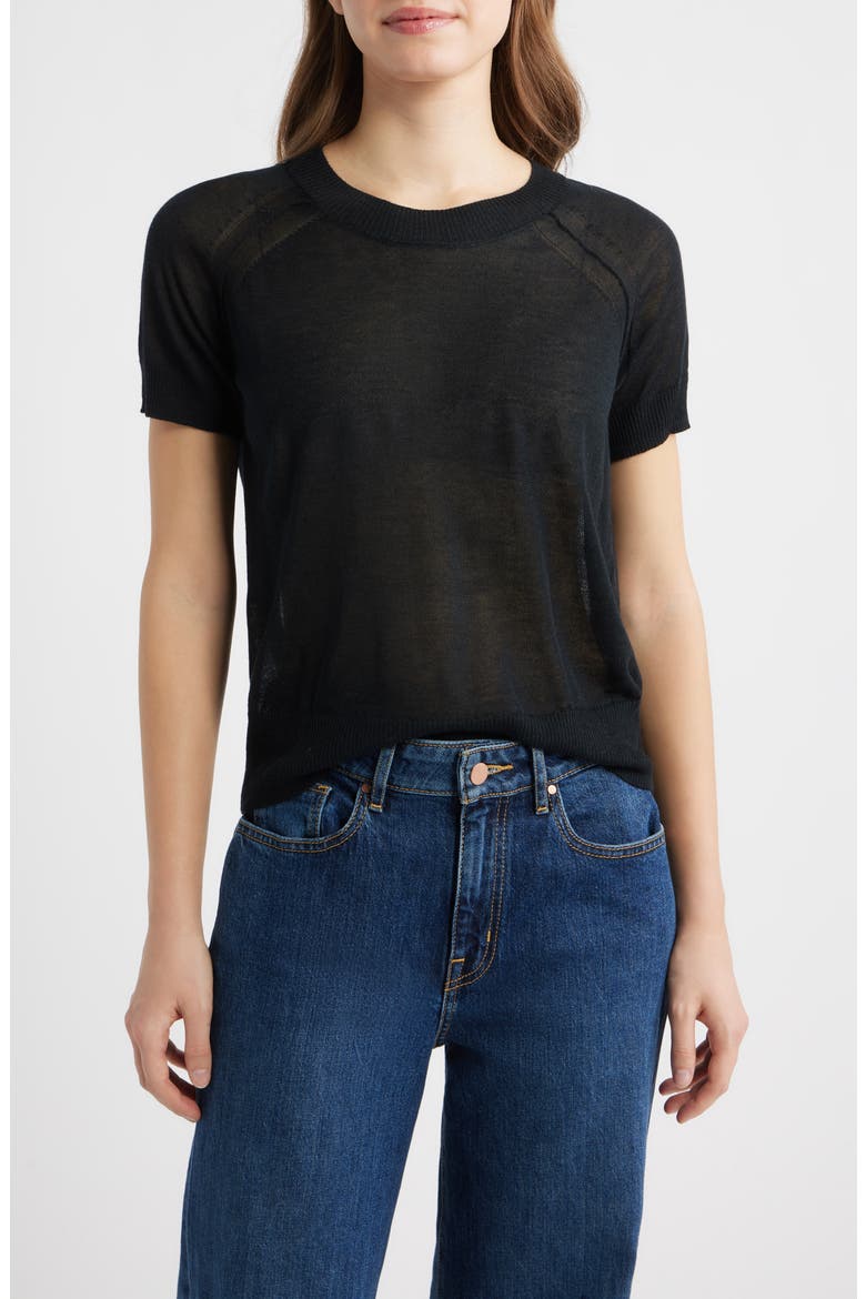 Short Sleeve Knit Shirt, Main, color, BLACK