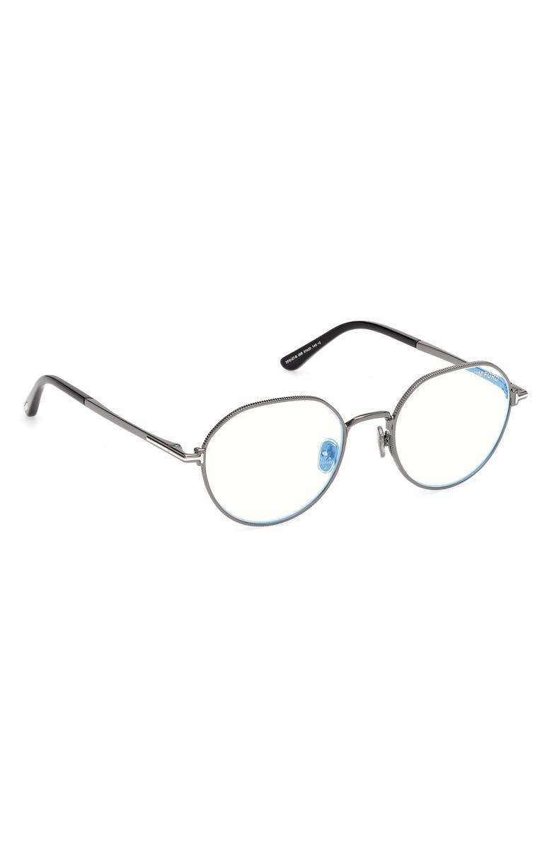 TOM FORD 51mm Round Optical Glasses, Alternate, color, Dark Gunmetal / Palladium