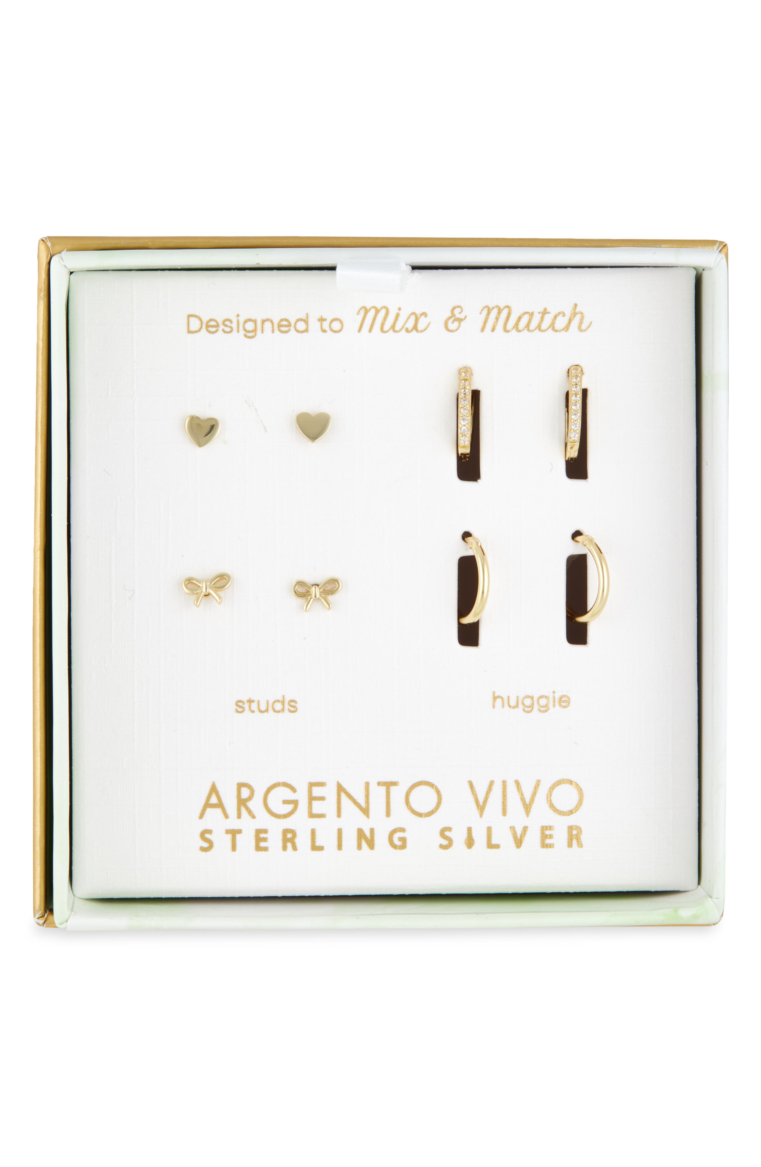ARGENTO VIVO Pack of Four Assorted Stud & Hoop Earrings