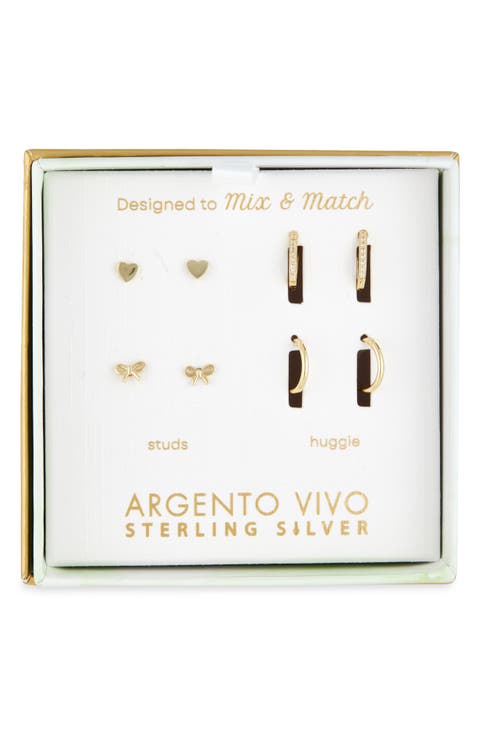 Pack of Four Assorted Stud & Hoop Earrings