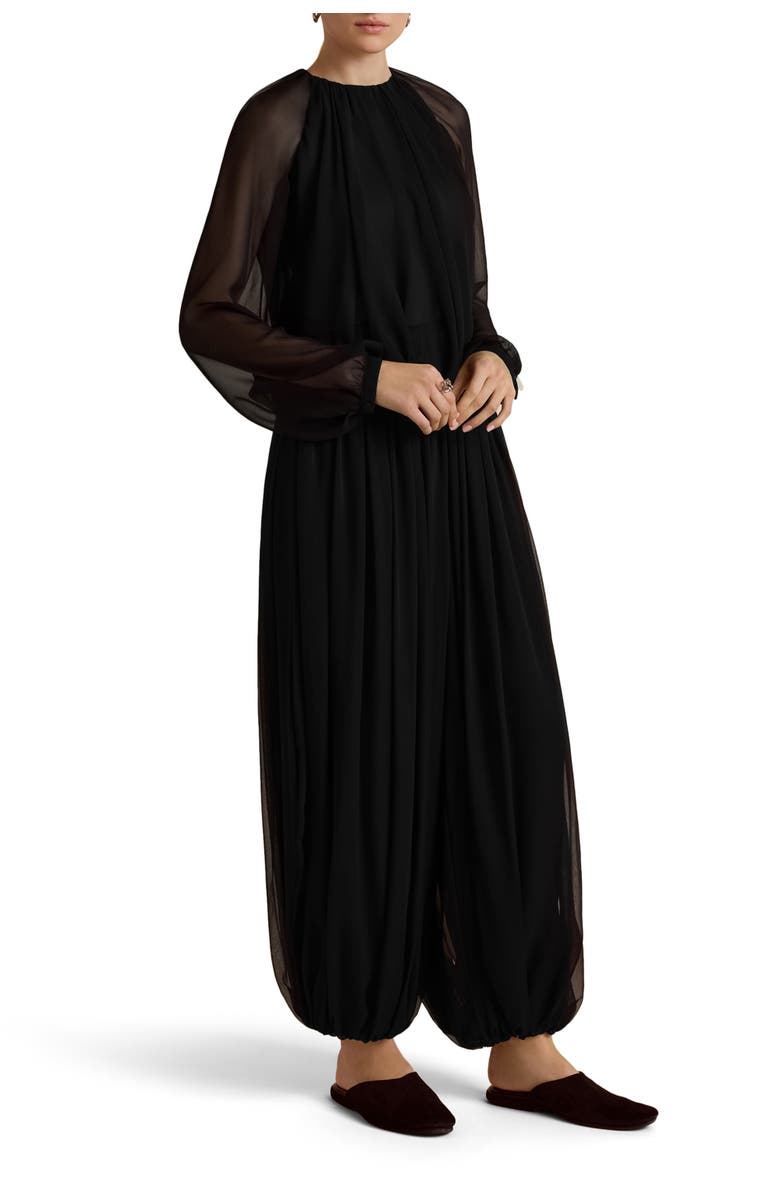 Marina Moscone Layered Long Sleeve Blouse, Main, color, Black