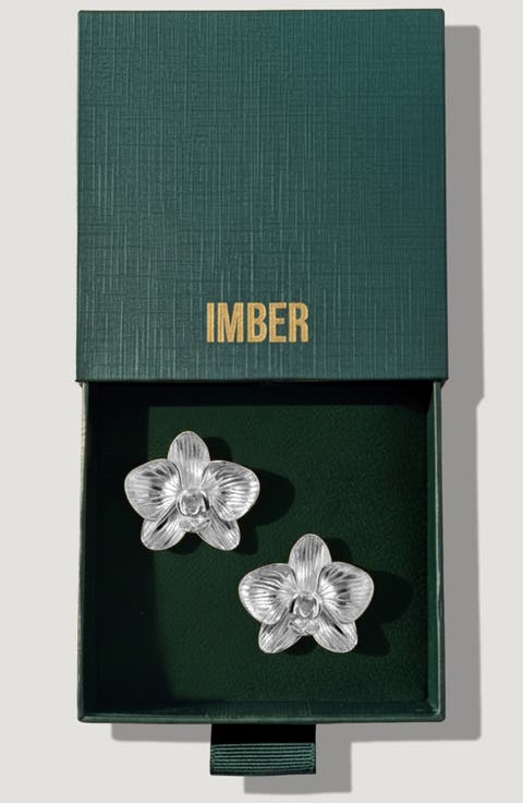 Orchid Flower Statement Stud Earrings
