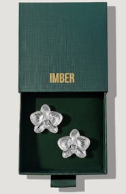 IMBER Orchid Flower Statement Stud Earrings
