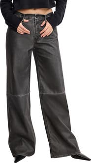 Good American Good Skate Wide Leg Faux Leather Pants