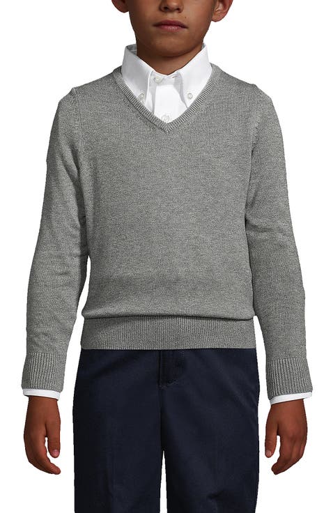 School Uniform Boys Cotton Modal Fine Gauge V-neck Sweater