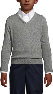 Lands' End School Uniform Boys Cotton Modal Fine Gauge V-neck Sweater