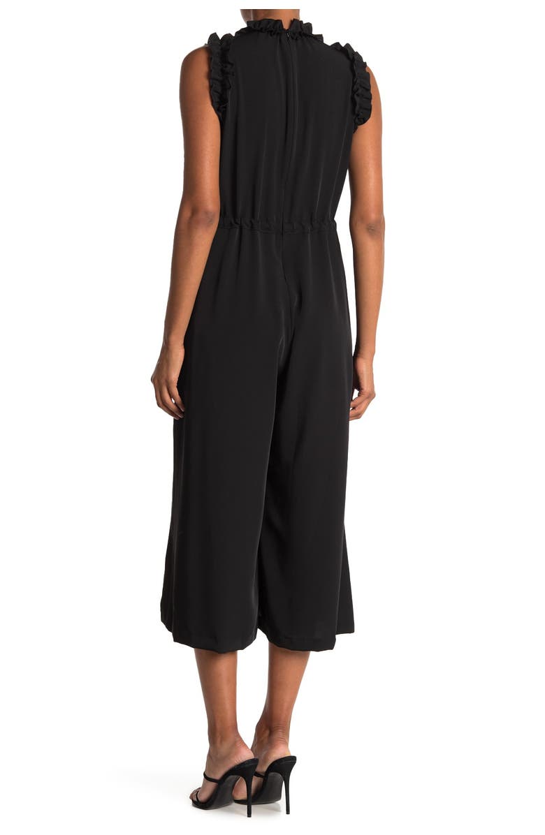 Taylor Dresses Crepe Ruffle Sleeve Mock Jumpsuit, Alternate, color, 