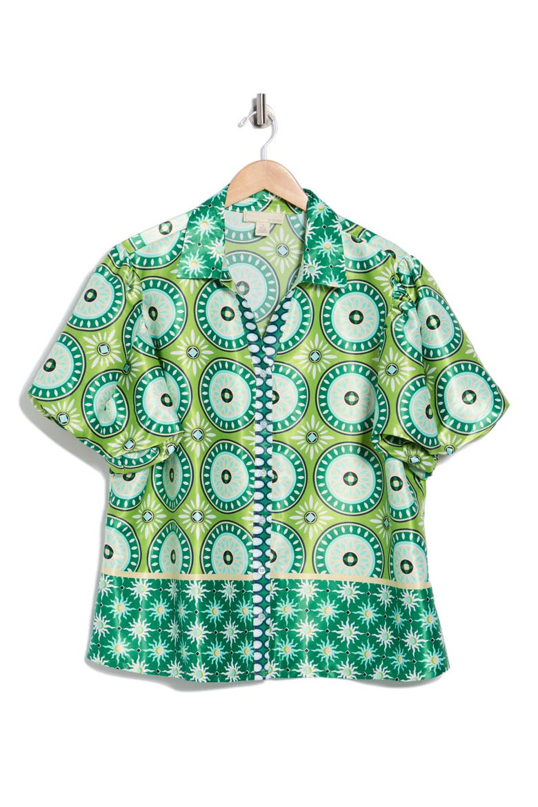 Morocco Bubble Sleeve Top, Alternate, color, ROULETTE MANDALA