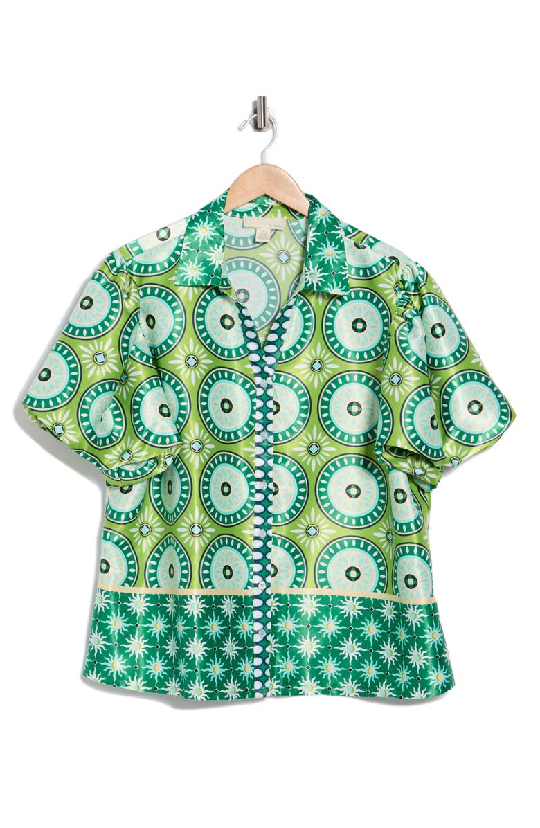 BY DESIGN Morocco Bubble Sleeve Top, Alternate, color, Roulette Mandala