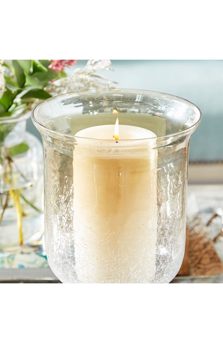 WILLOW ROW Brown Glass Handmade Turned Style Pillar Hurricane Lamp with Smoked Glass Finish, Alternate, color, 