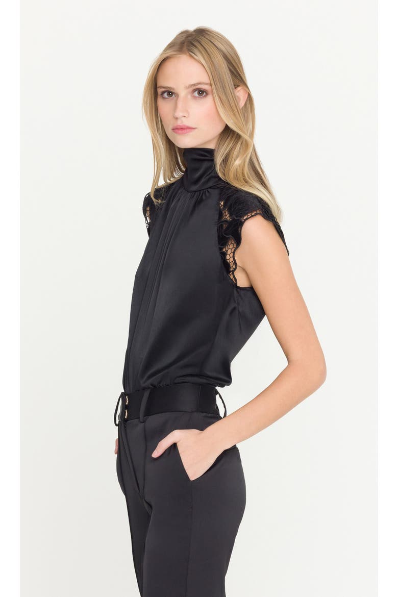 Rachel Velvet Lace Halter Blouse, Alternate, color, Black