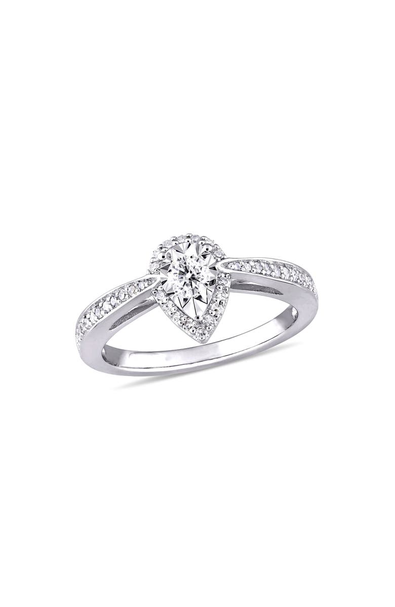 DELMAR Diamond Teardrop Engagement Ring - 0.33ctw, Main, color, Silver