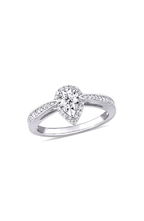 Diamond Teardrop Engagement Ring - 0.33ctw