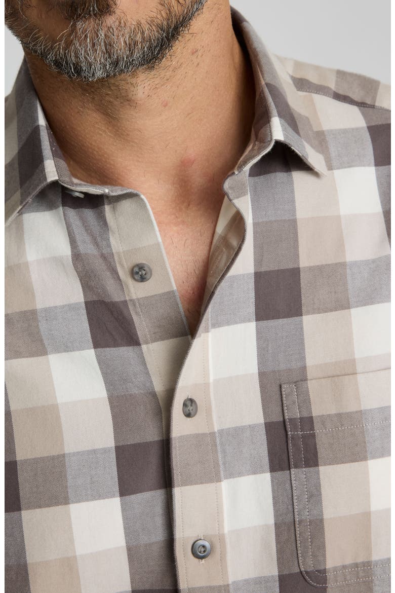 Greenwald Check Cotton Flannel Button-Up Shirt, Alternate, color, BROWN TAN WHITE