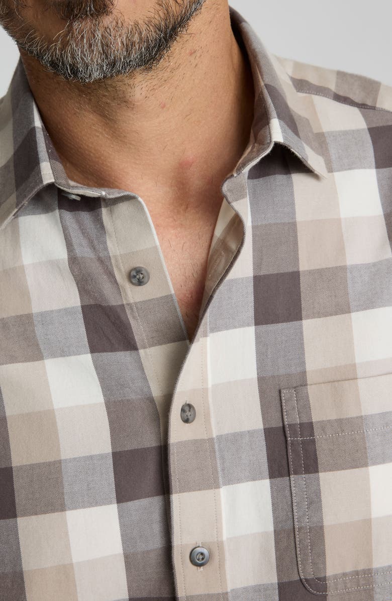 UNTUCKit Greenwald Check Cotton Flannel Button-Up Shirt, Alternate, color, Brown Tan White