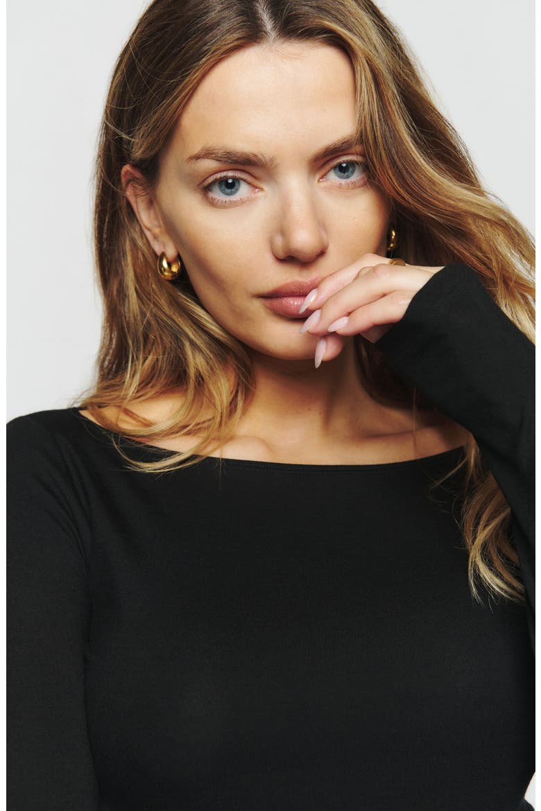 Wiley Ballet Neck Top, Alternate, color, BLACK