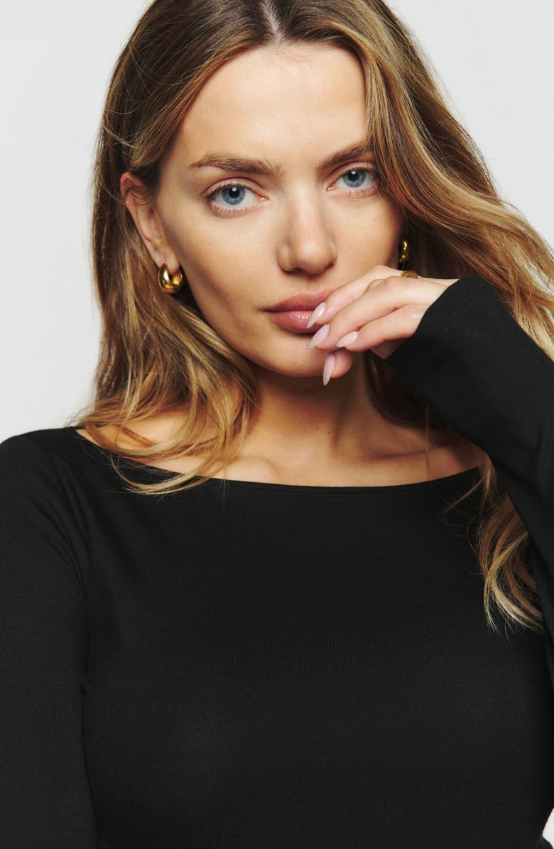 Reformation Wiley Ballet Neck Top, Alternate, color, Black