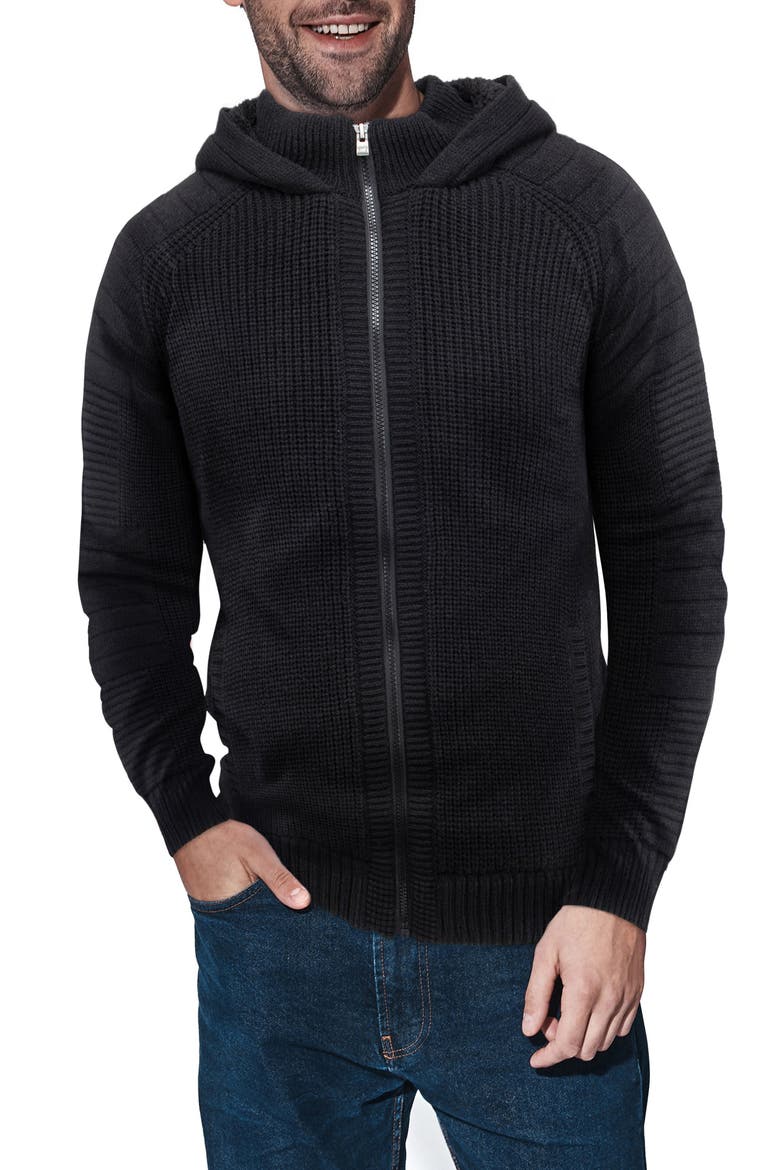 Full Zip Hoodie Sweater, Main, color, BLACK