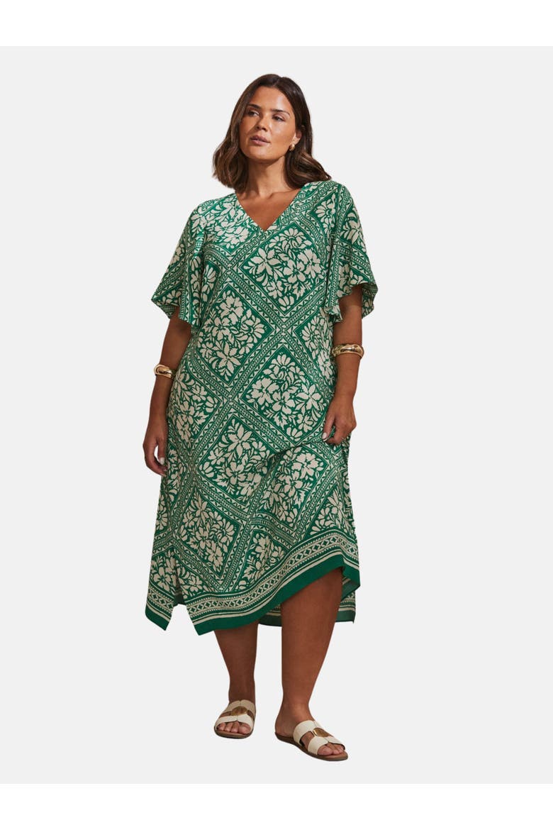 Bandana Print T-shirt Midi Dress, Main, color, Green