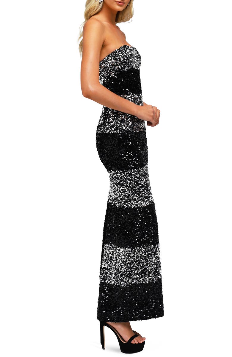 HELSI Caroline Colorblock Strapless Sequin Gown, Alternate, color, 