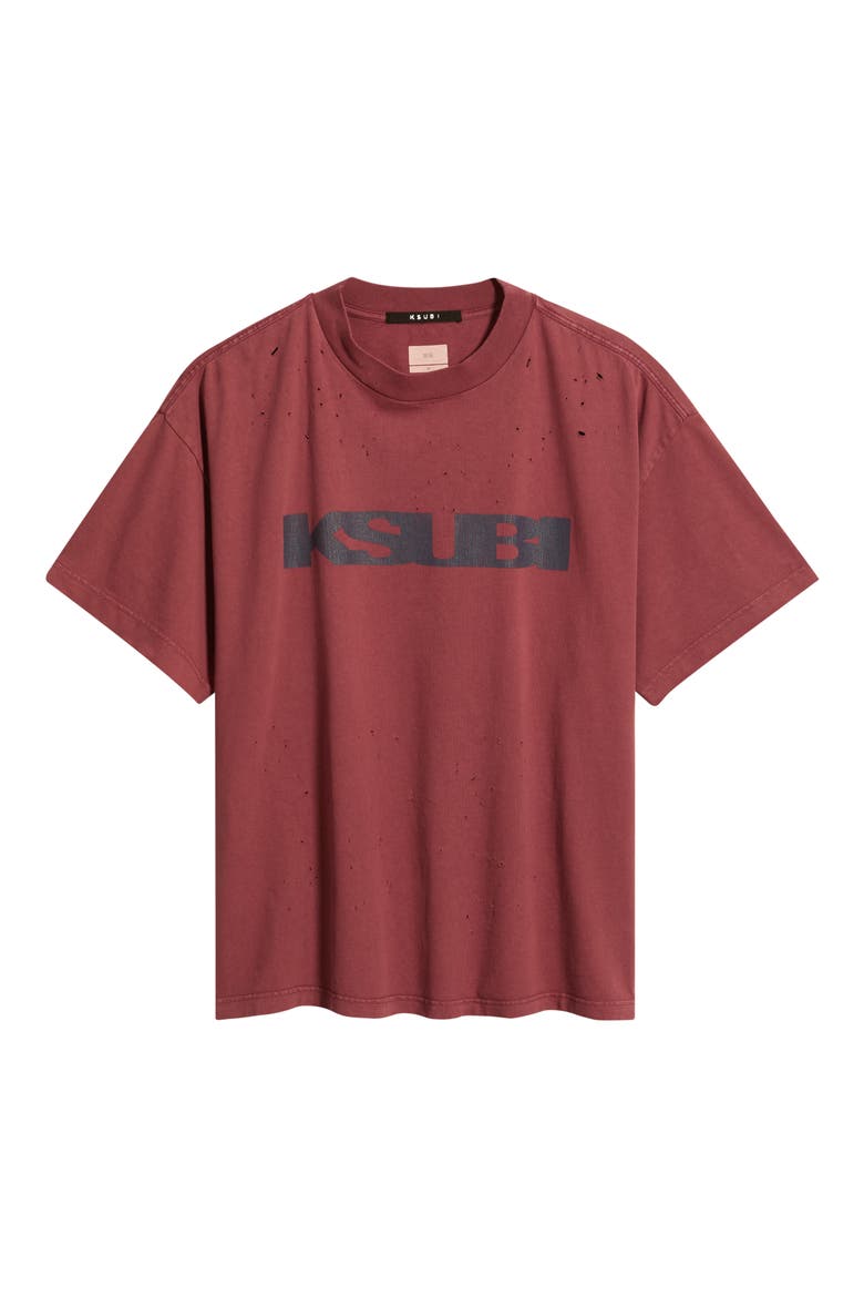 Blasted Ekcess Distressed Cotton T-Shirt, Main, color, BURGUNDY