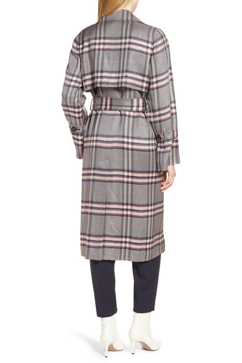 Bold Plaid Trench Coat, Alternate, color, NAVY NIGHT HARPER PLAID