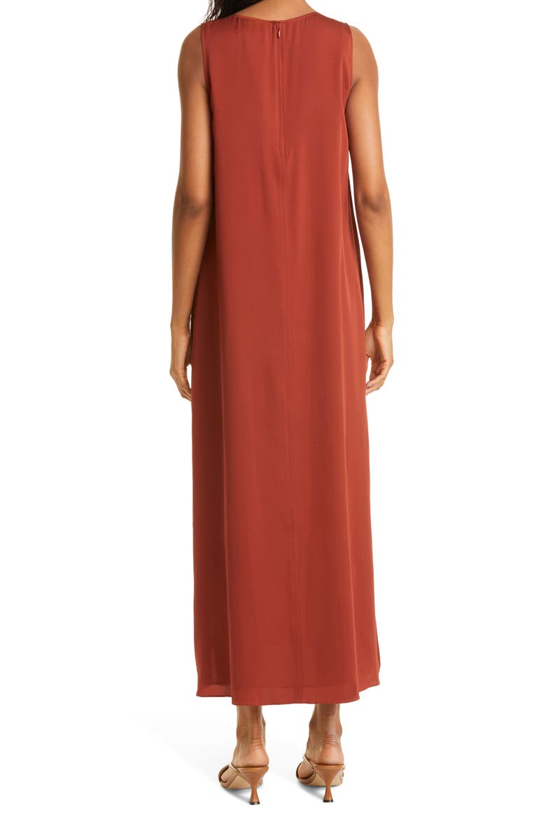 Stretch Silk Tank Dress, Alternate, color, RUST HENNA