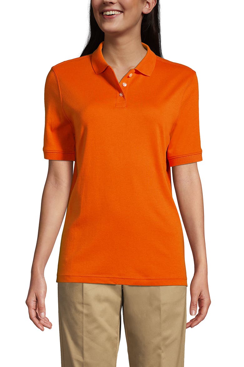 School Uniform  Short Sleeve Interlock Polo Shirt, Main, color, Orange Spice