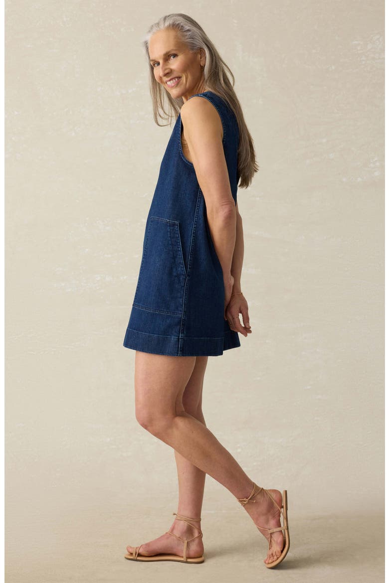 Azure V-Neck Sleeveless A-Line Minidress, Alternate, color, DUSK DIVE WASH