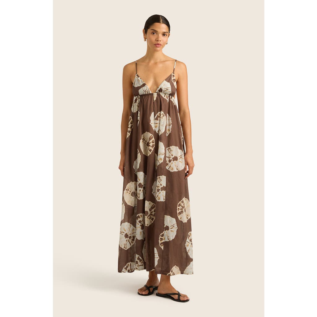 Shop Hope And May Palma Plunge V Neck Cotton Maxi Print Dress In Tie Dye
