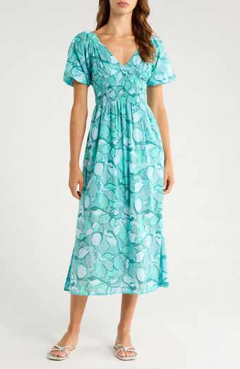 Billabong Go Coastal Puff Sleeve Midi Dress