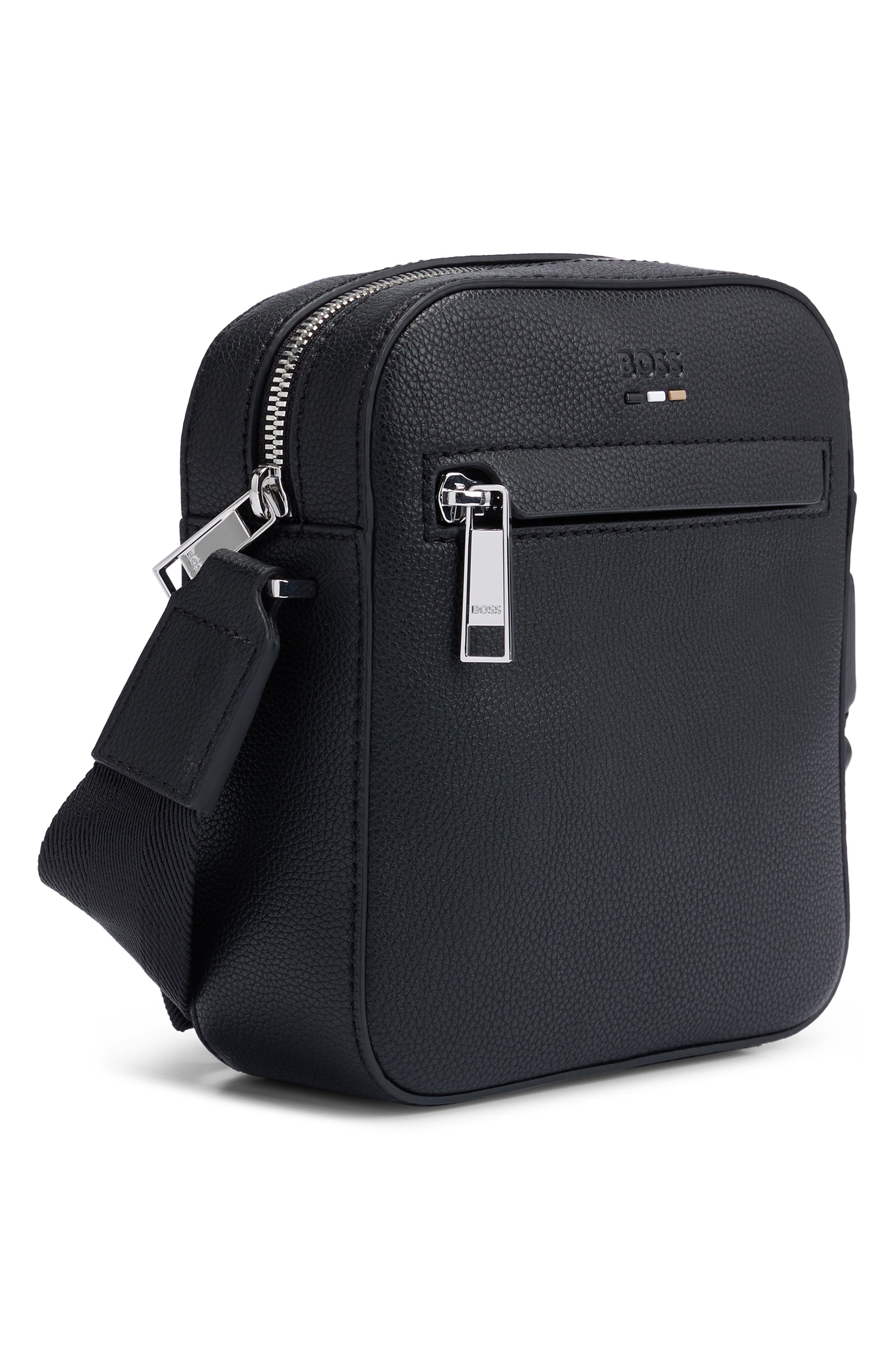 BOSS Ray North/South Faux Leather Messenger Bag, Alternate, color, 