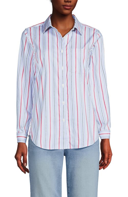 Lands' End Cooling Button Front Shirt In Blue