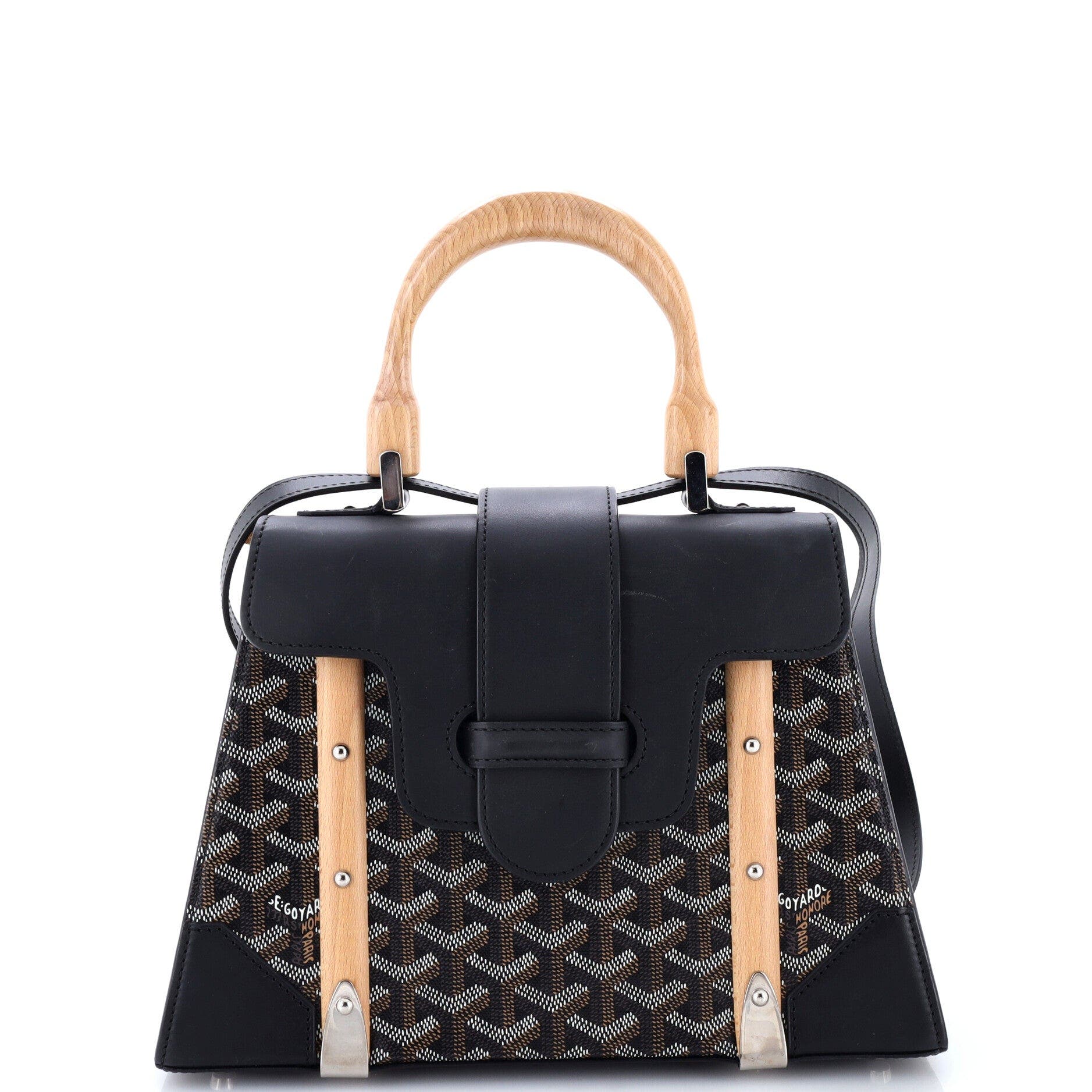 Saigon Top Handle Bag Coated Canvas with Leather PM, Main, color, Black
