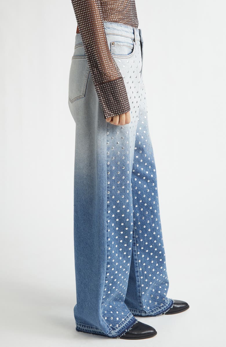 MONSE Dégradé Bleached Studded Wide Leg Jeans, Alternate, color, Indigo