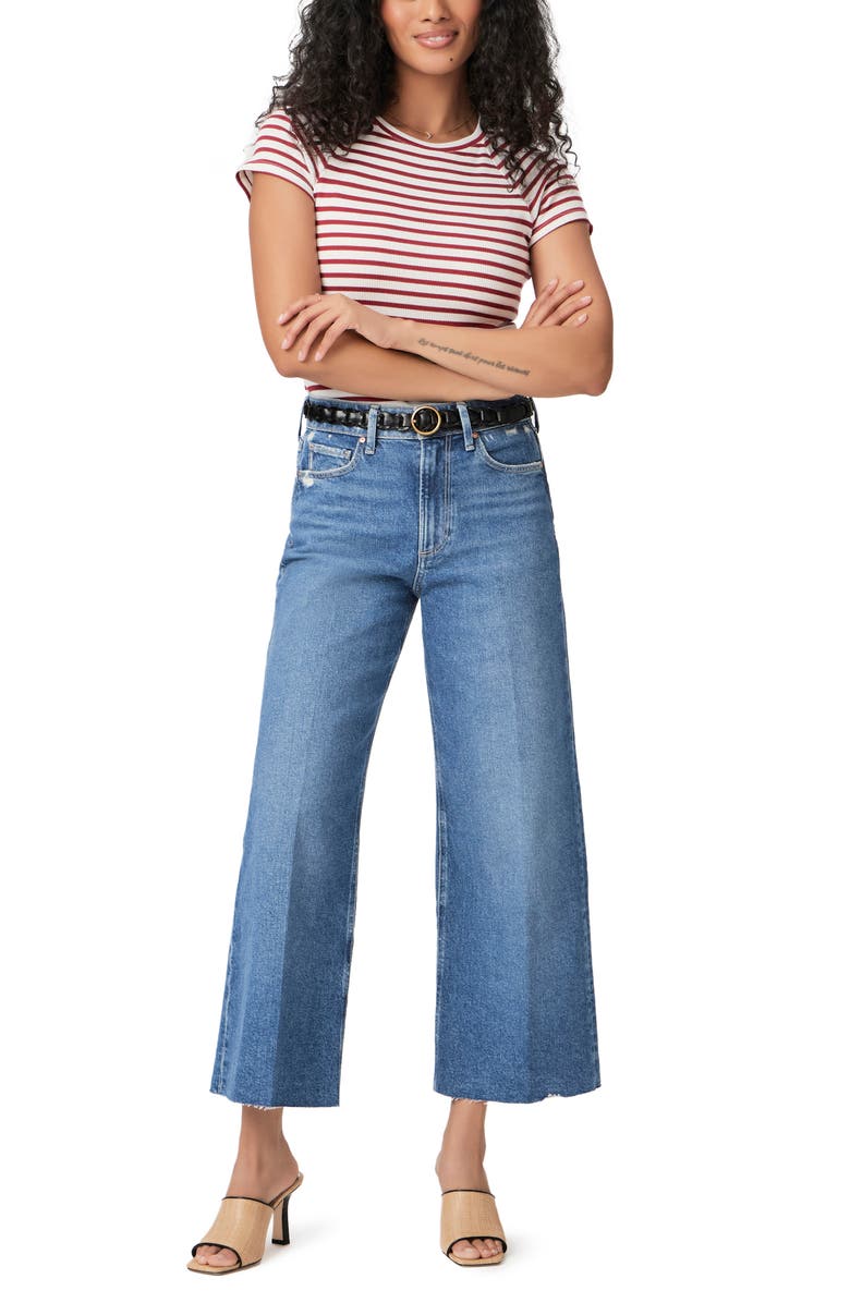 PAIGE Anessa Raw Hem Wide Leg Jeans, Alternate, color,