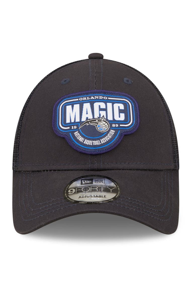 New Era Men's New Era Black Orlando Magic Team Logo Patch 9FORTY Trucker Snapback Hat, Alternate, color, 