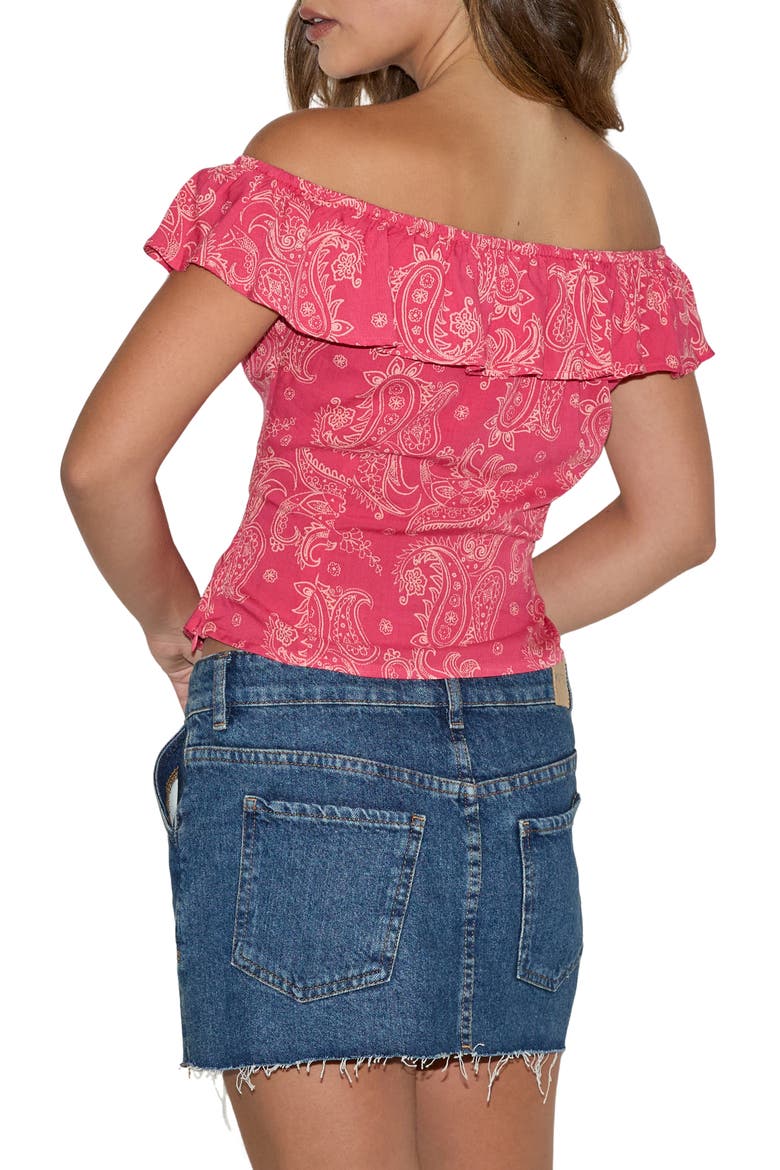 Yokai Paisley Off the Shoulder Top, Alternate, color, RETRO PAISLEY PINK