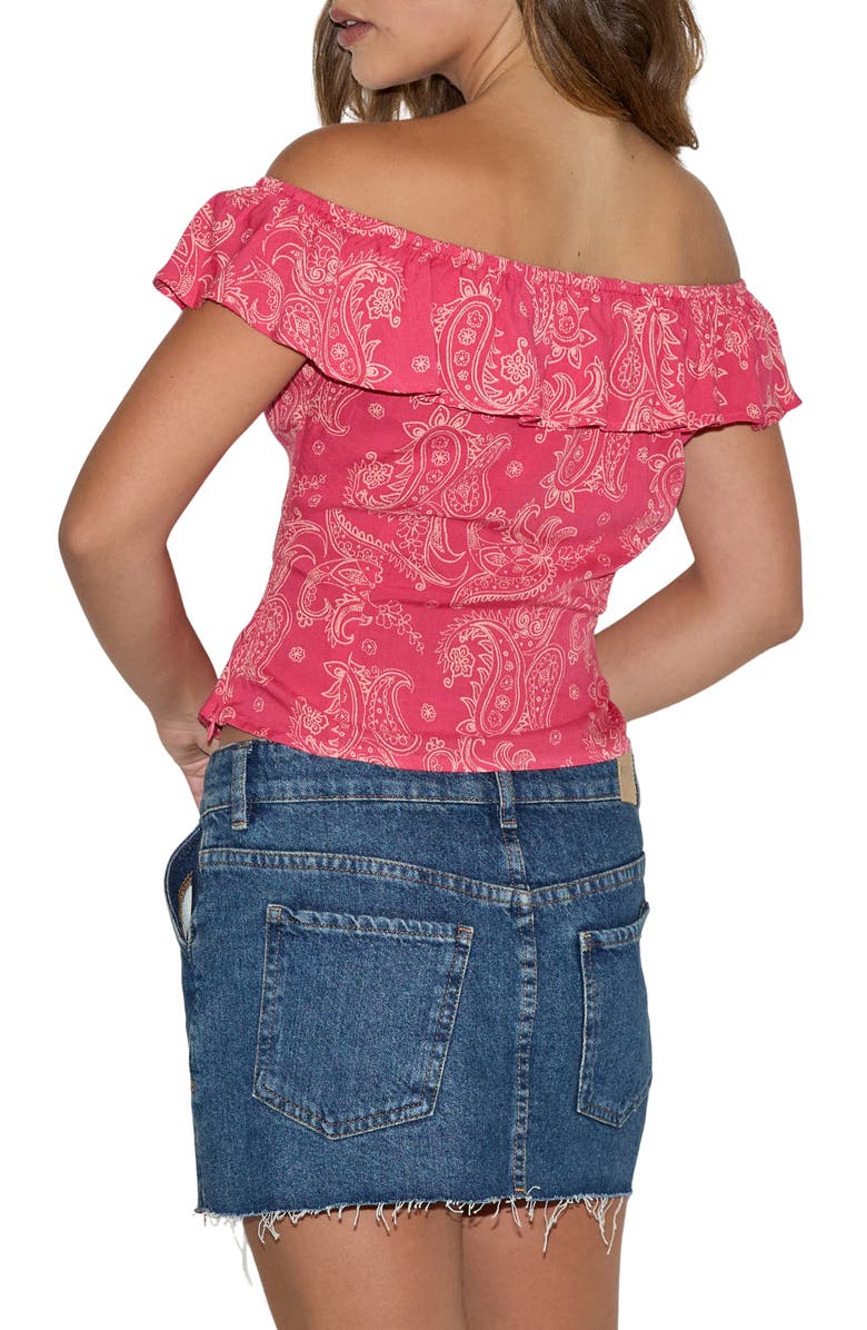 Motel Yokai Paisley Off the Shoulder Top, Alternate, color, Retro Paisley Pink