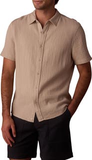 The Normal Brand Kalo Cotton Gauze Short Sleeve Button-Up Shirt