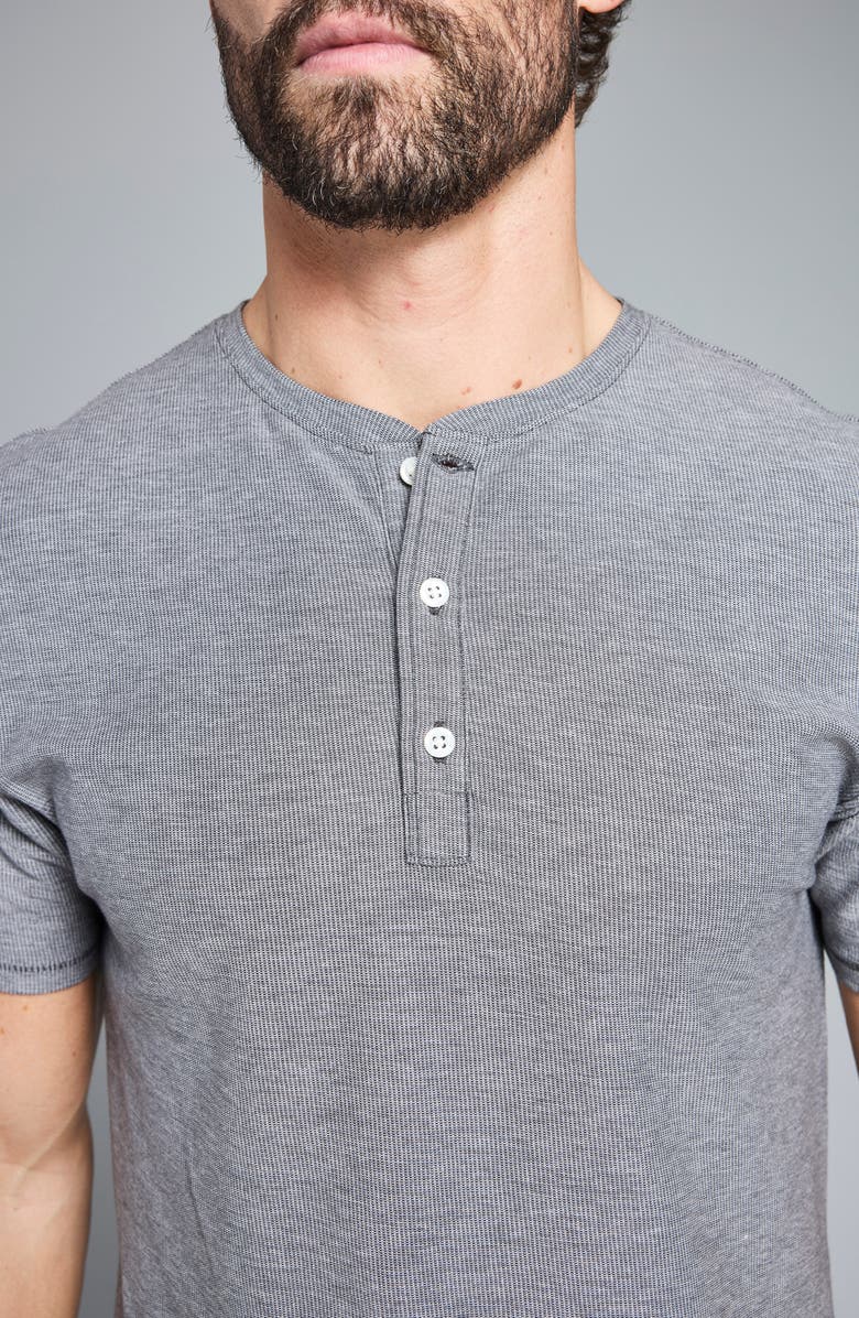 Billy Reid Bird's Eye Short Sleeve Henley, Alternate, color, Asphalt/ Tinted White