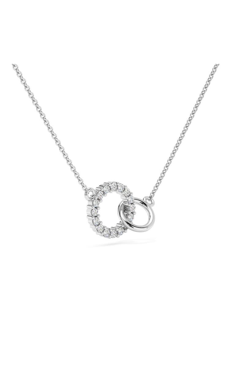 Bliss Diamond 1/3Ct Mini Duet Circle Diamond Necklace 14k Gold Pendant Lab Grown 18", Alternate, color, 14K White Gold