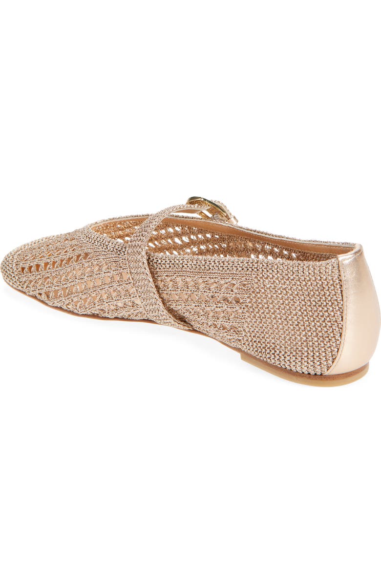 Stuart Weitzman Leora Metallic Mary Jane Flat, Alternate, color, Light Gold