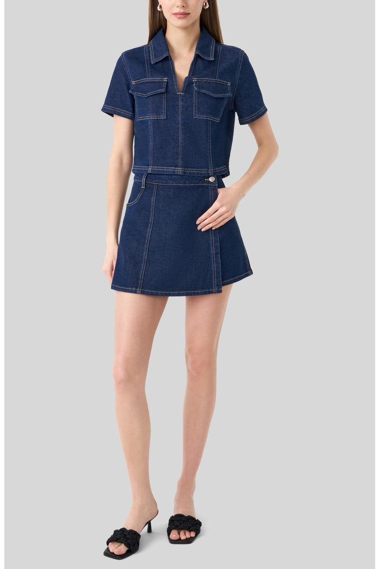 Popover Denim Crop Top, Alternate, color, RINSE WASH