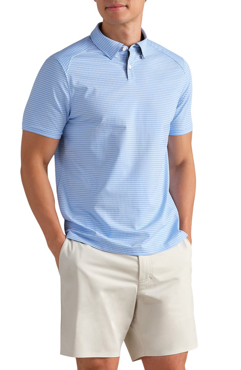 Rhone Commuter Slim Fit Performance Polo, Main, color, Light Blue Micro Gingham