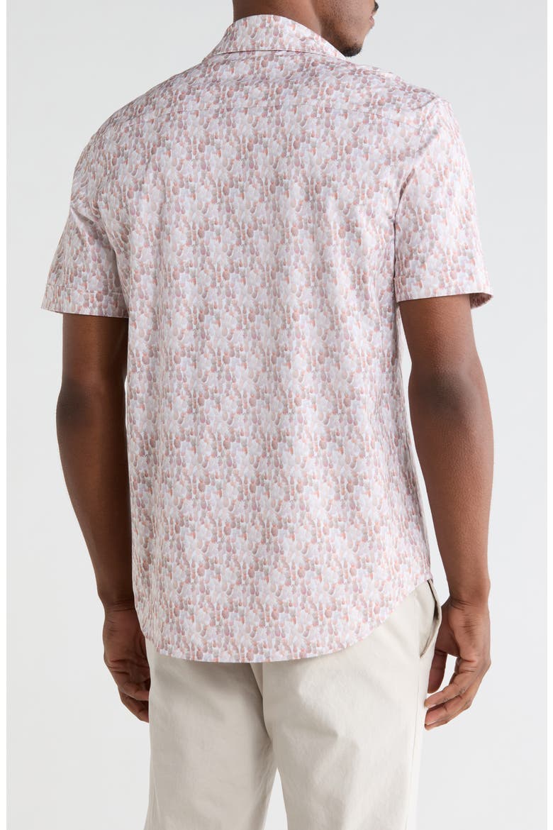 Short Sleeve Stretch Cotton Button-Up Shirt, Alternate, color, BRICK
