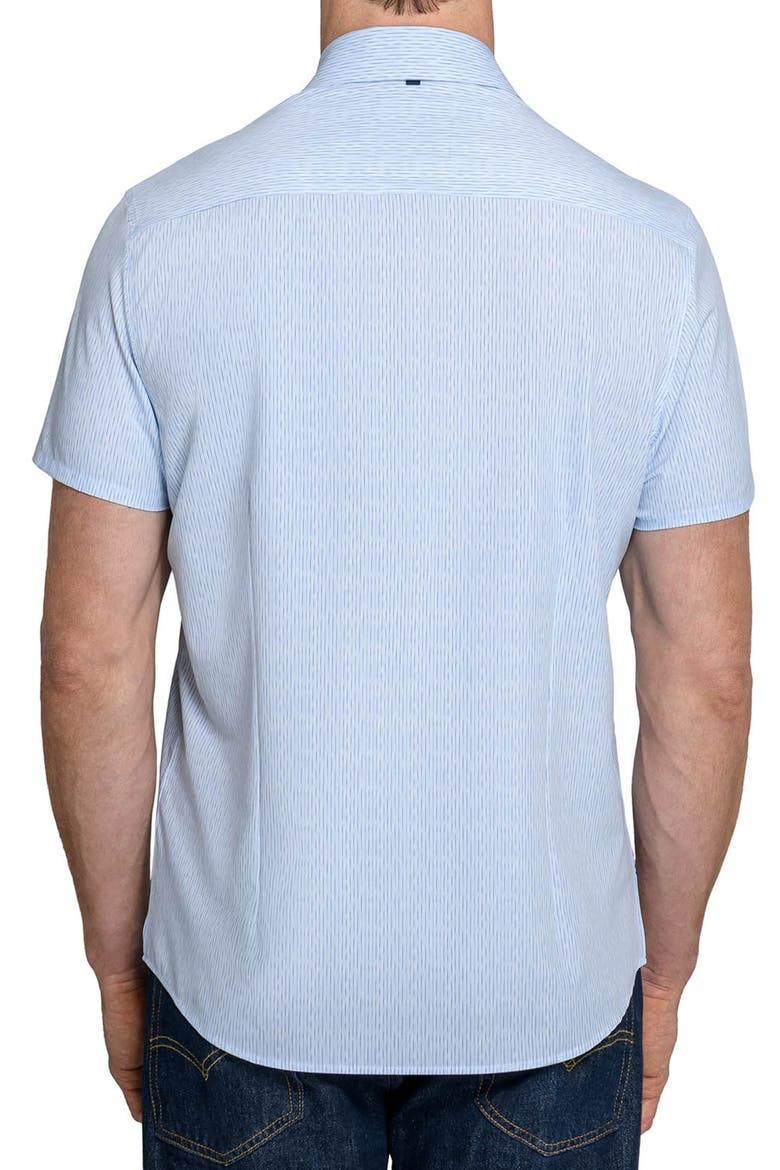 Abstract Stripe Short Sleeve Performance Button-Down Shirt, Alternate, color, BLUE