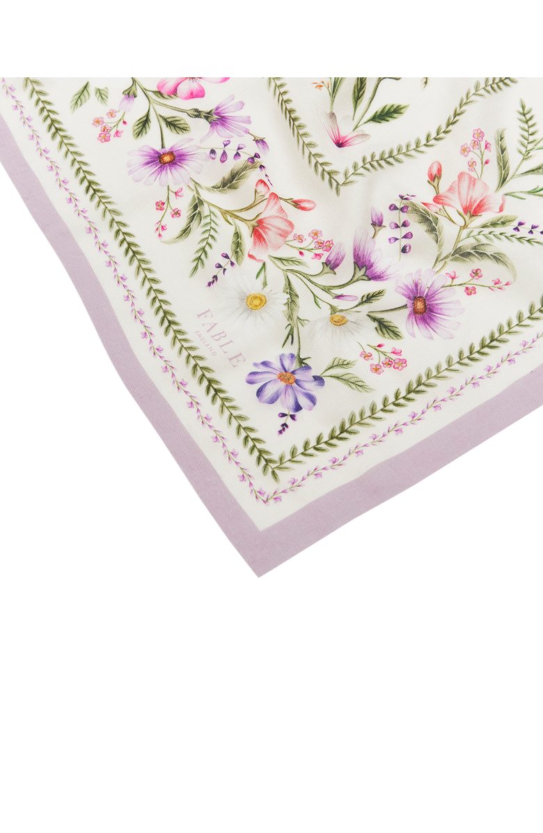 Fable England Forget Me Not Narrative Square Scarf, Alternate, color, Light Beige