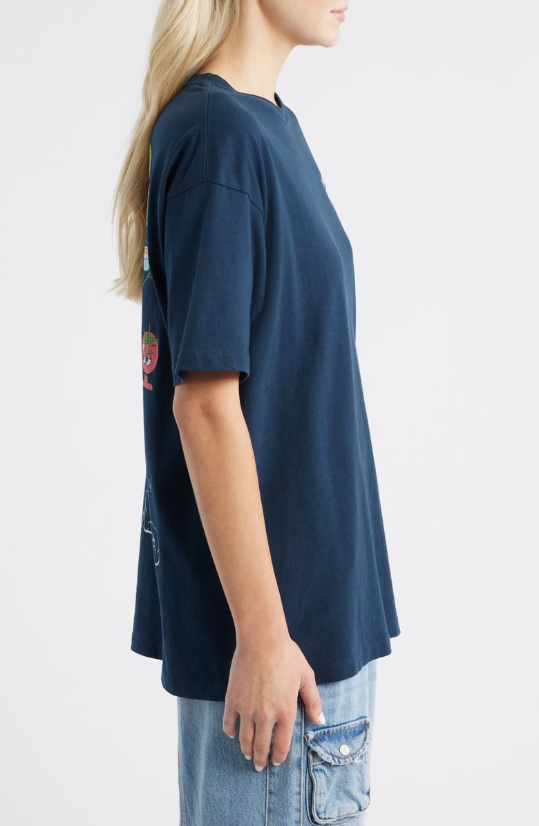 Damson Madder All Day Breakfast Oversize Organic Cotton Graphic T-Shirt, Alternate, color, Navy